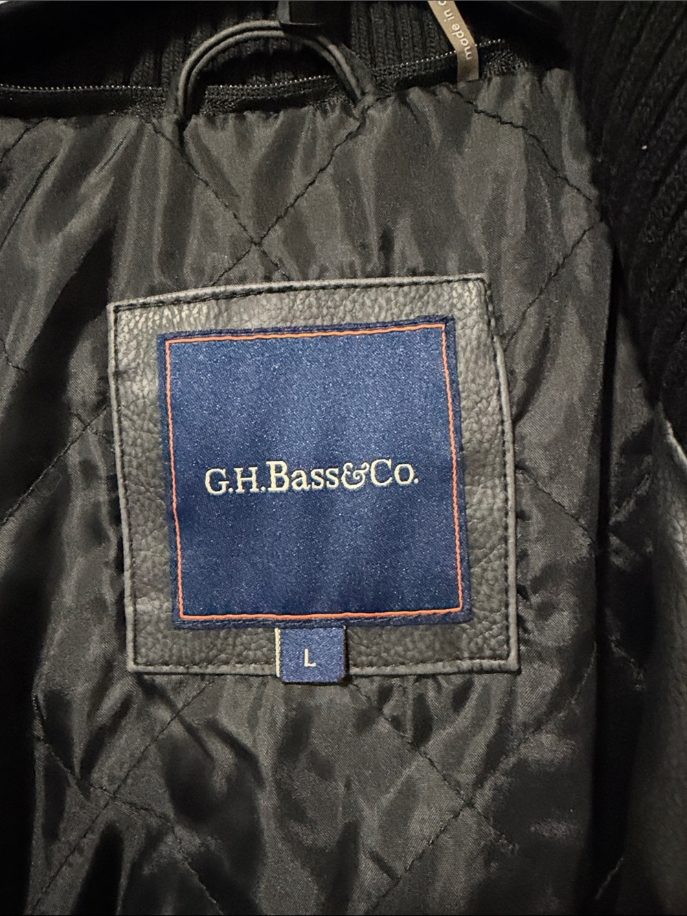 G.H. Bass & Co. Black Leather Bomber Jacket with Ribbed Hem - Picture 2 of 5